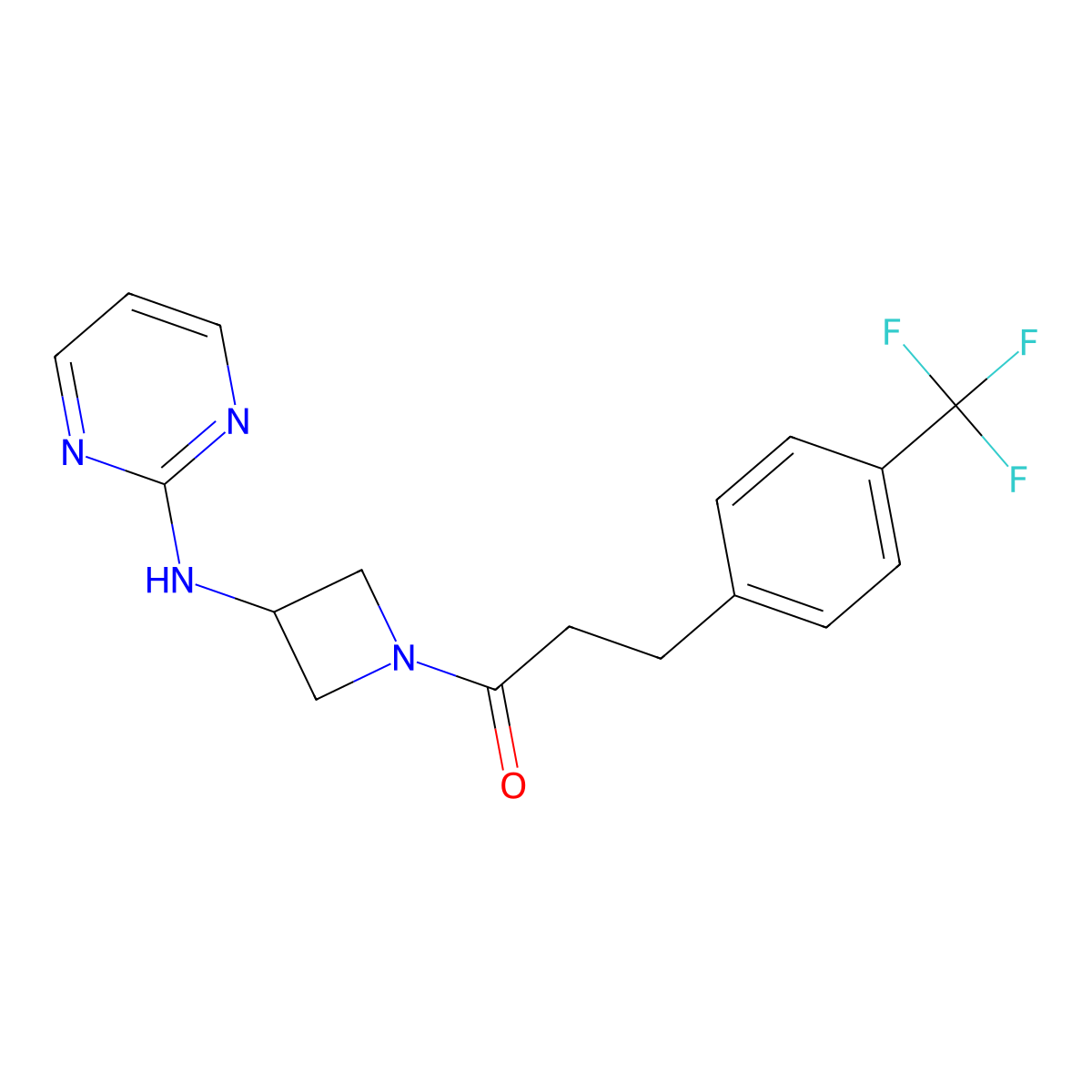 1-(3-(Pyrimidin-2-ylamino)azetidin-1-yl)-3-(4-(trifluoromethyl)phenyl)propan-1-one molecular structure, CAS 2034420-52-3