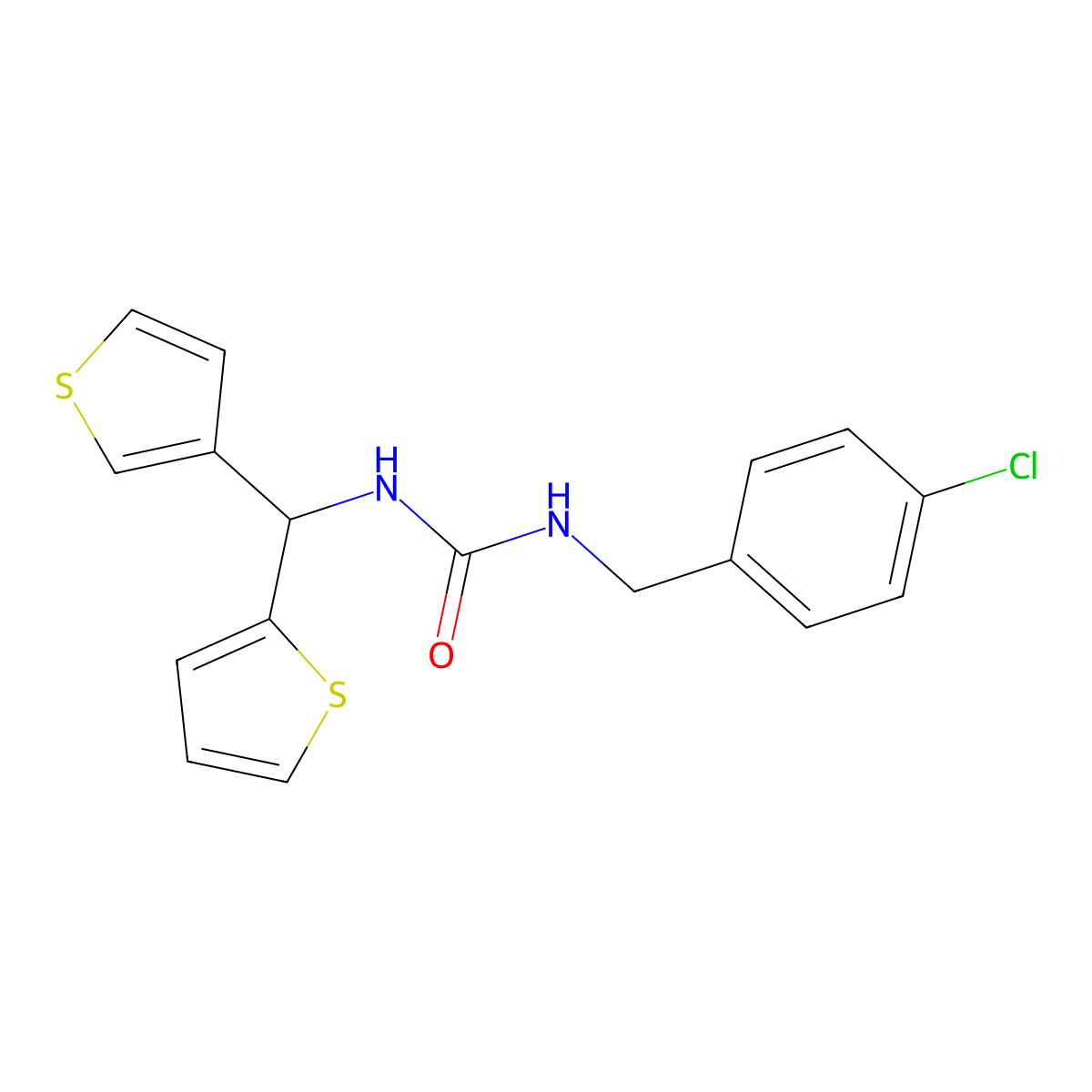 1-(4-Chlorobenzyl)-3-(thiophen-2-yl(thiophen-3-yl)methyl)urea molecular structure, CAS 2034420-53-4