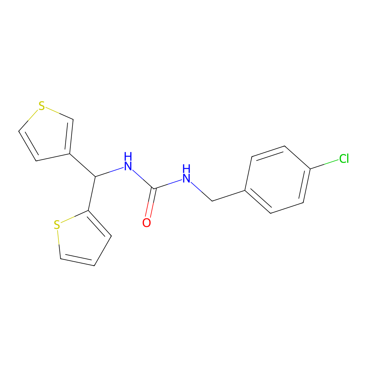 1-(4-Chlorobenzyl)-3-(thiophen-2-yl(thiophen-3-yl)methyl)urea molecular structure, CAS 2034420-53-4