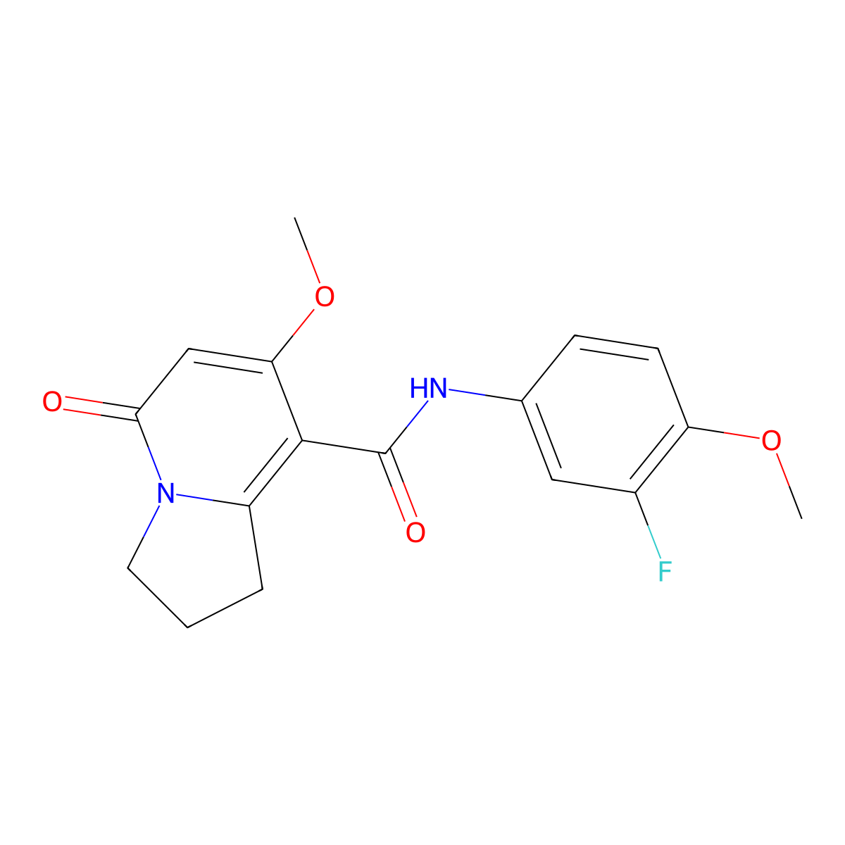 N-(3-fluoro-4-methoxyphenyl)-7-methoxy-5-oxo-1,2,3,5-tetrahydroindolizine-8-carboxamide molecular structure, CAS 2034420-57-8