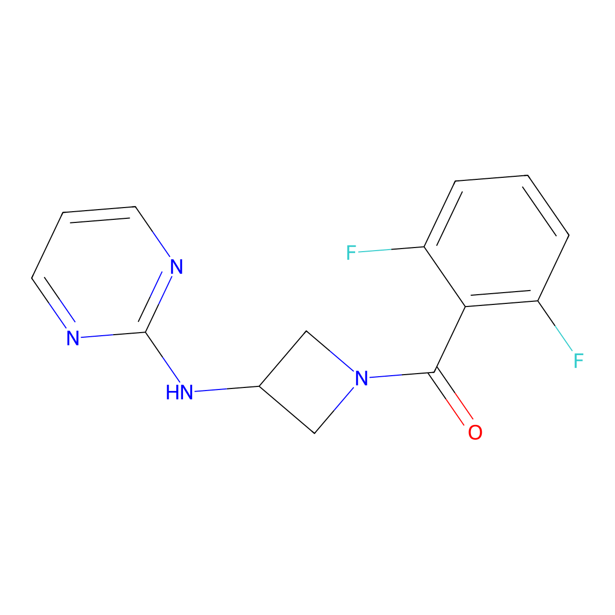 (2,6-Difluorophenyl)(3-(pyrimidin-2-ylamino)azetidin-1-yl)methanone molecular structure, CAS 2034420-61-4