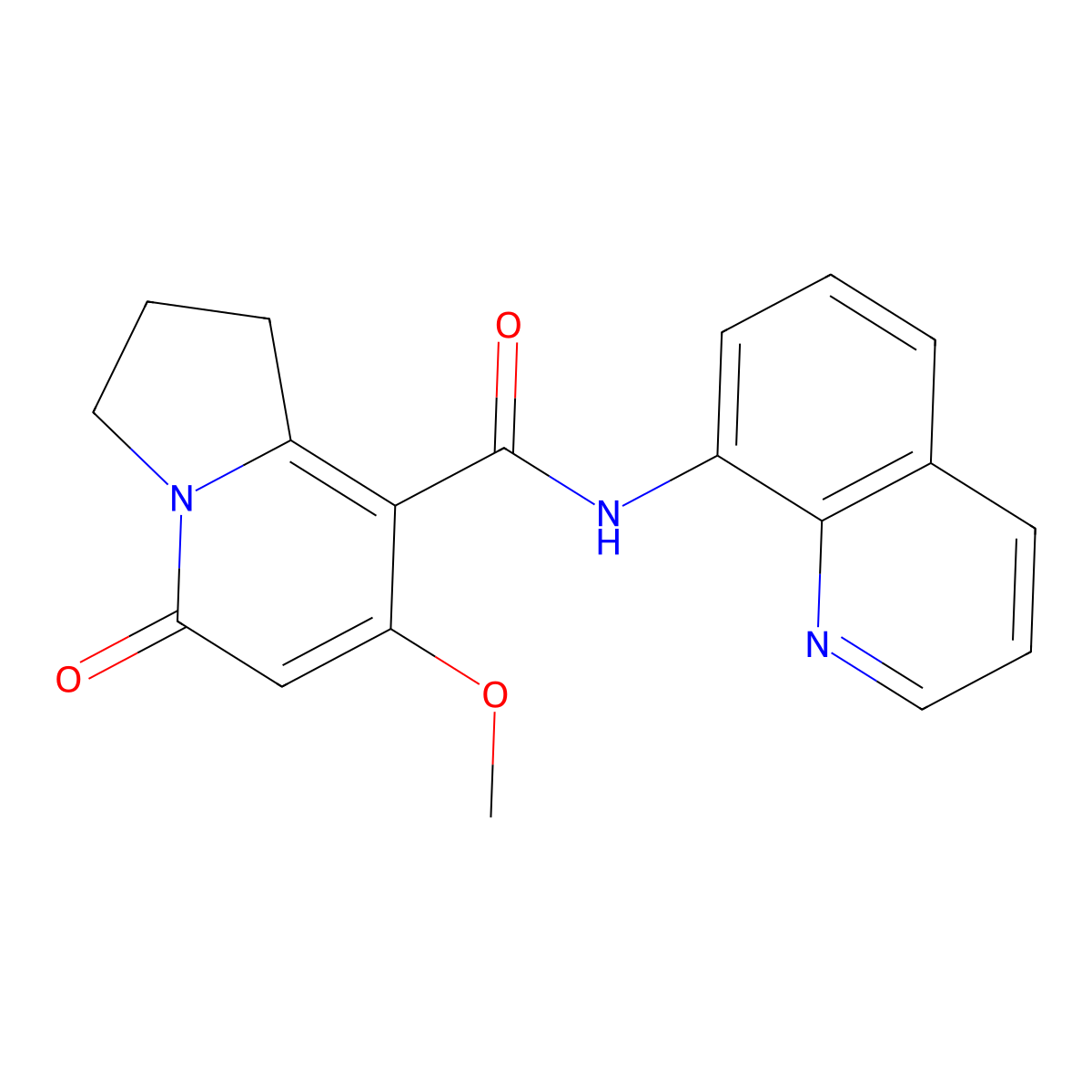 7-methoxy-5-oxo-N-(quinolin-8-yl)-1,2,3,5-tetrahydroindolizine-8-carboxamide molecular structure, CAS 2034420-65-8
