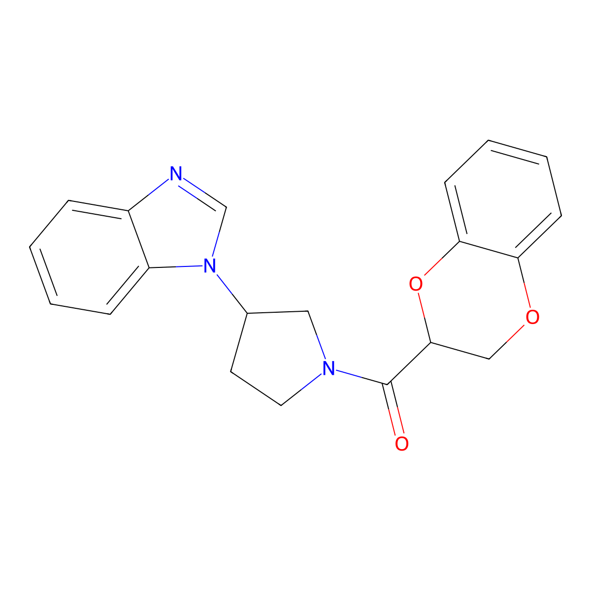 (3-(1H-benzo[d]imidazol-1-yl)pyrrolidin-1-yl)(2,3-dihydrobenzo[b][1,4]dioxin-2-yl)methanone molecular structure, CAS 2034420-66-9