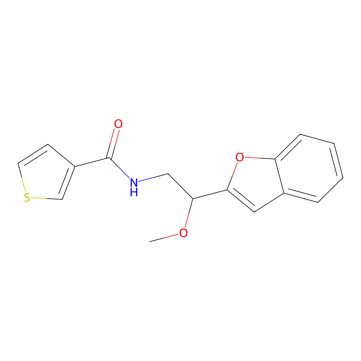 N-(2-(benzofuran-2-yl)-2-methoxyethyl)thiophene-3-carboxamide molecular structure, CAS 2034420-70-5