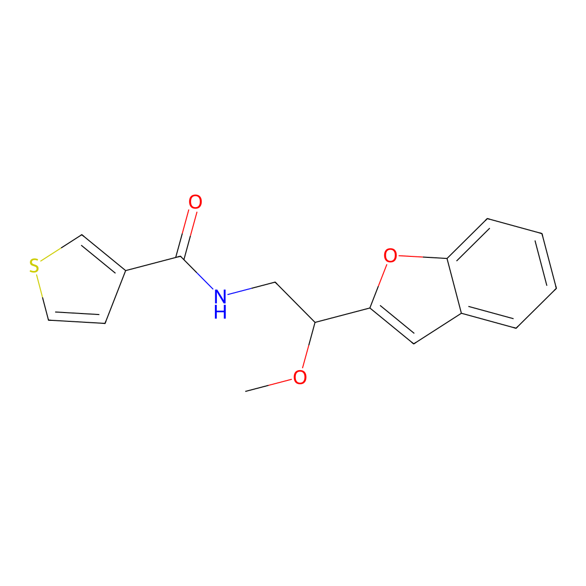 N-(2-(benzofuran-2-yl)-2-methoxyethyl)thiophene-3-carboxamide molecular structure, CAS 2034420-70-5