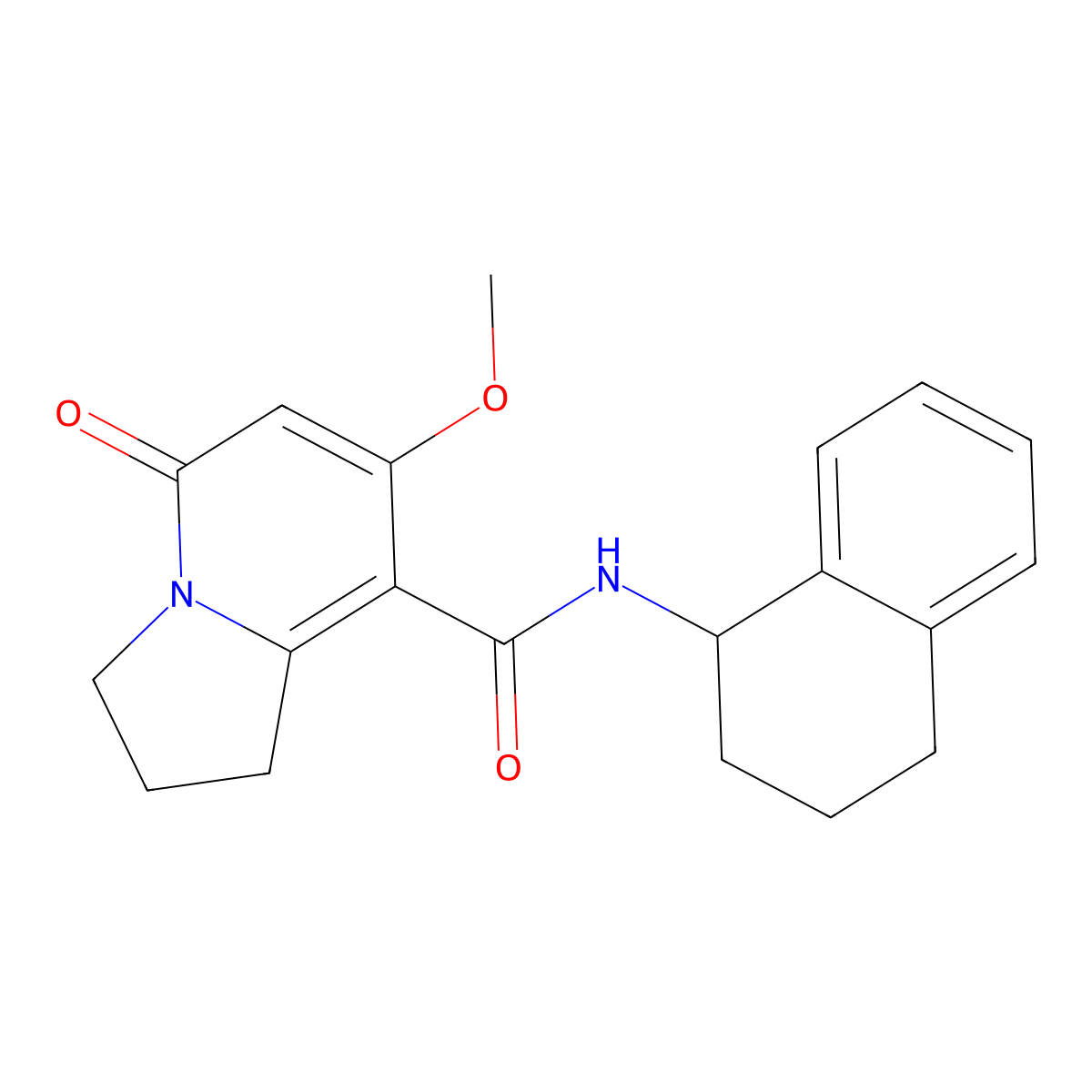 7-methoxy-5-oxo-N-(1,2,3,4-tetrahydronaphthalen-1-yl)-1,2,3,5-tetrahydroindolizine-8-carboxamide molecular structure, CAS 2034420-71-6