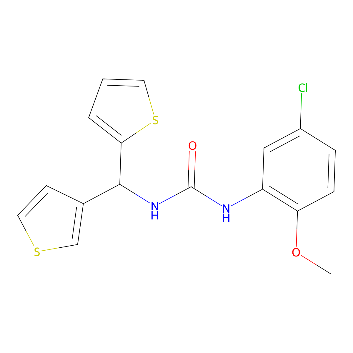 1-(5-Chloro-2-methoxyphenyl)-3-(thiophen-2-yl(thiophen-3-yl)methyl)urea molecular structure, CAS 2034420-78-3