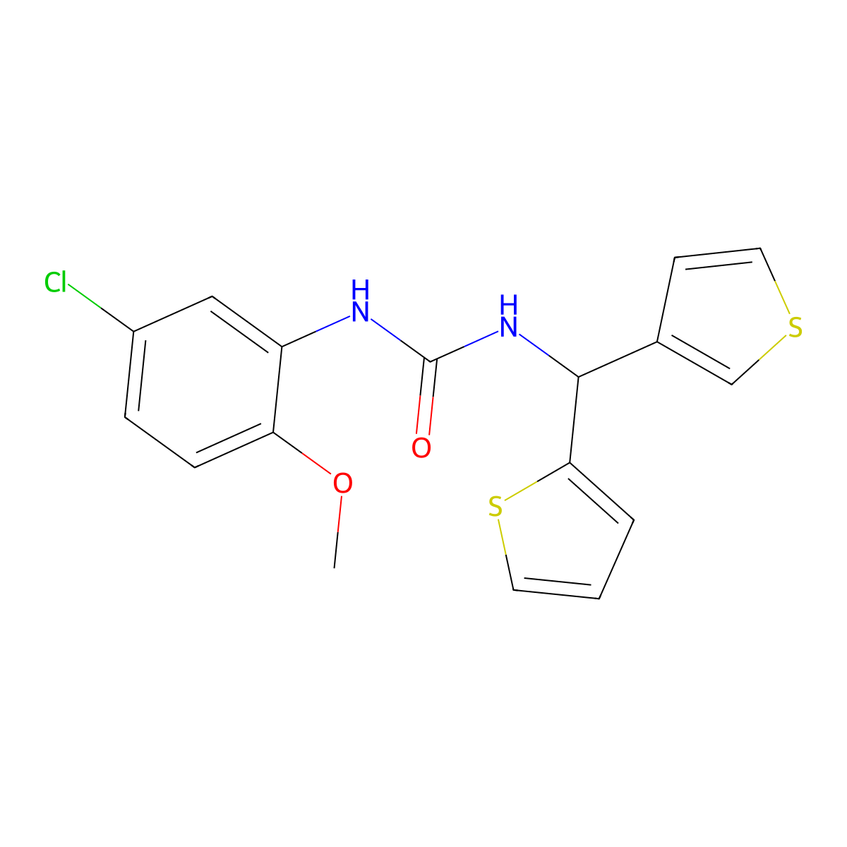 1-(5-Chloro-2-methoxyphenyl)-3-(thiophen-2-yl(thiophen-3-yl)methyl)urea molecular structure, CAS 2034420-78-3