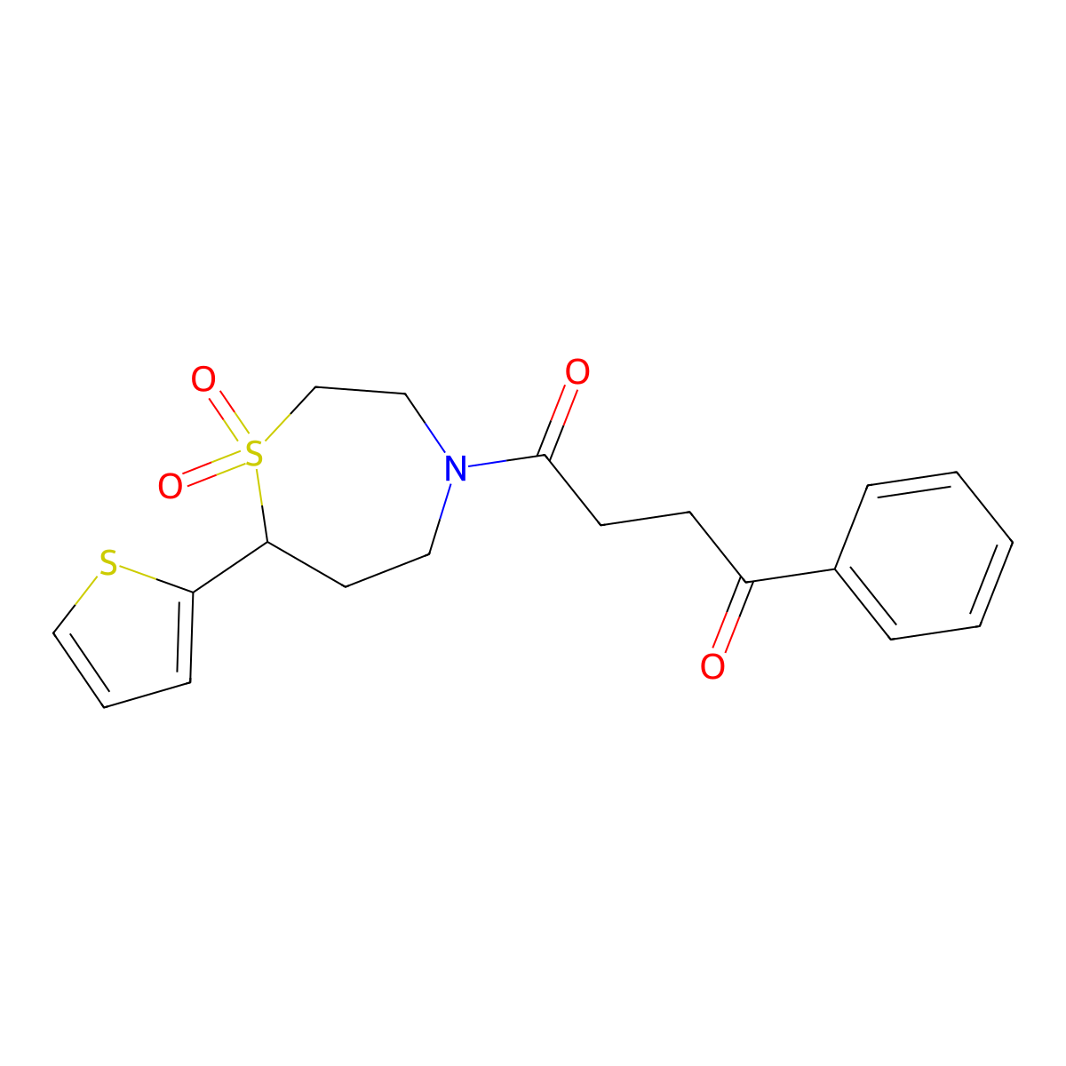 1-(1,1-Dioxido-7-(thiophen-2-yl)-1,4-thiazepan-4-yl)-4-phenylbutane-1,4-dione molecular structure, CAS 2034420-88-5