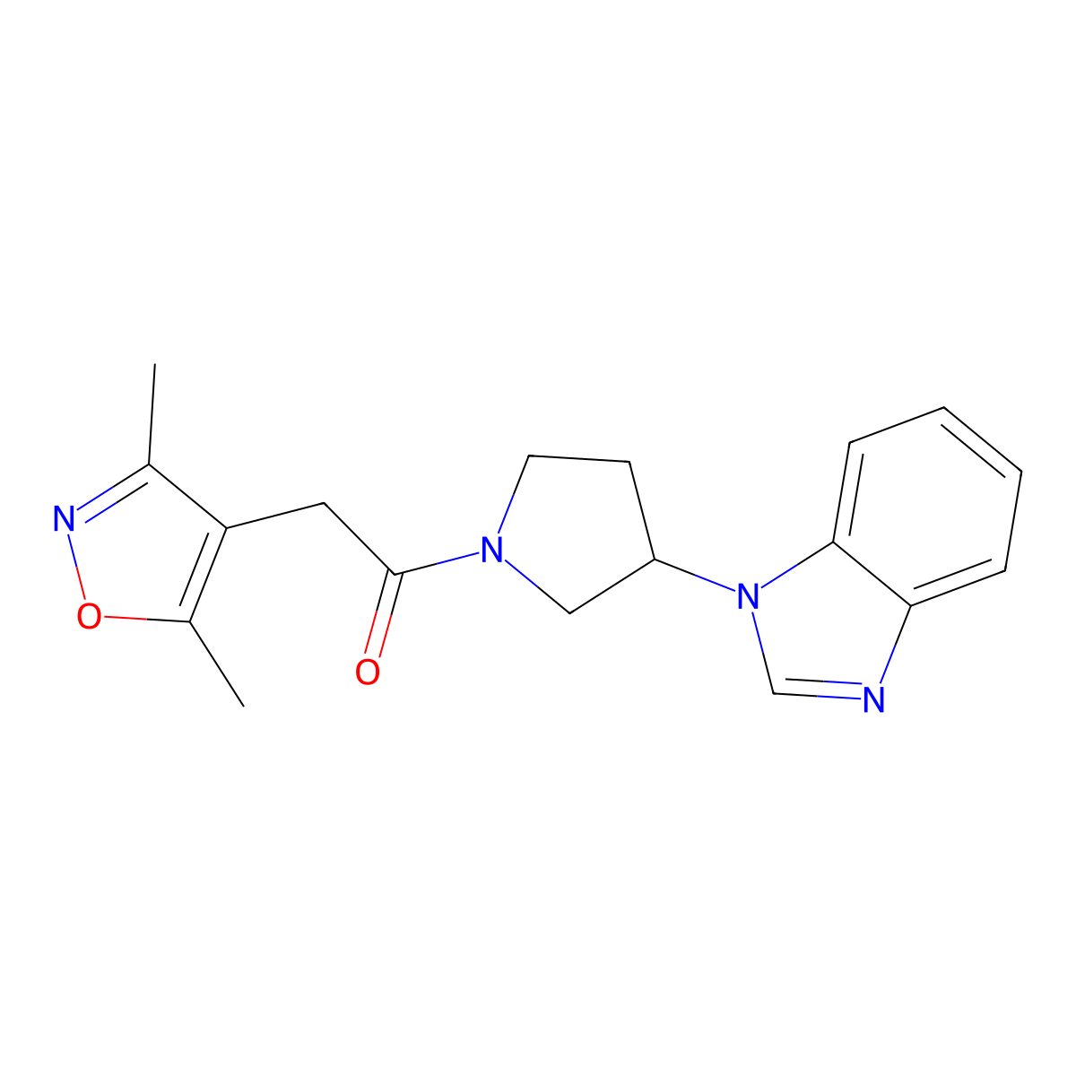 1-(3-(1H-benzo[d]imidazol-1-yl)pyrrolidin-1-yl)-2-(3,5-dimethylisoxazol-4-yl)ethanone molecular structure, CAS 2034420-91-0