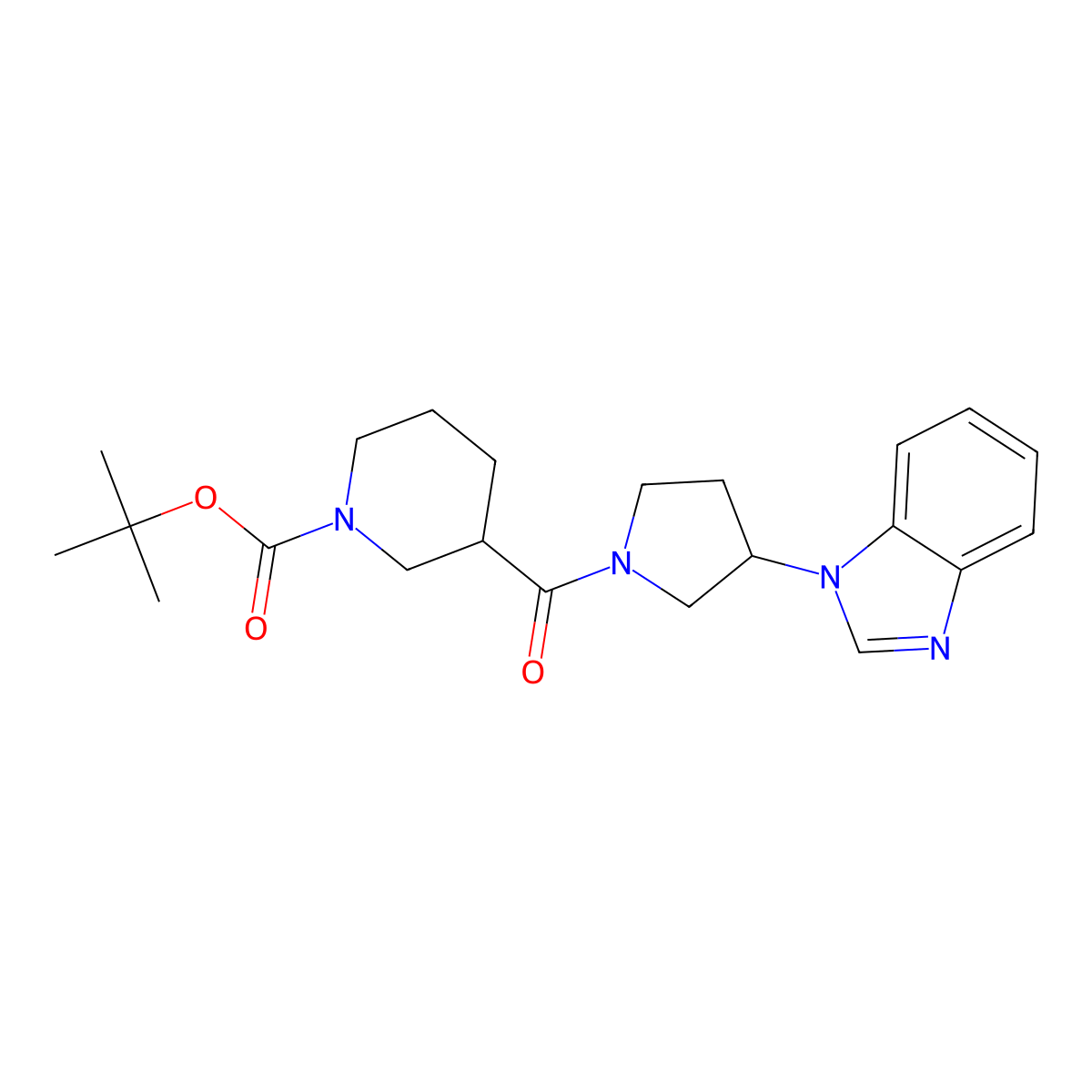 tert-butyl 3-(3-(1H-benzo[d]imidazol-1-yl)pyrrolidine-1-carbonyl)piperidine-1-carboxylate molecular structure, CAS 2034421-00-4