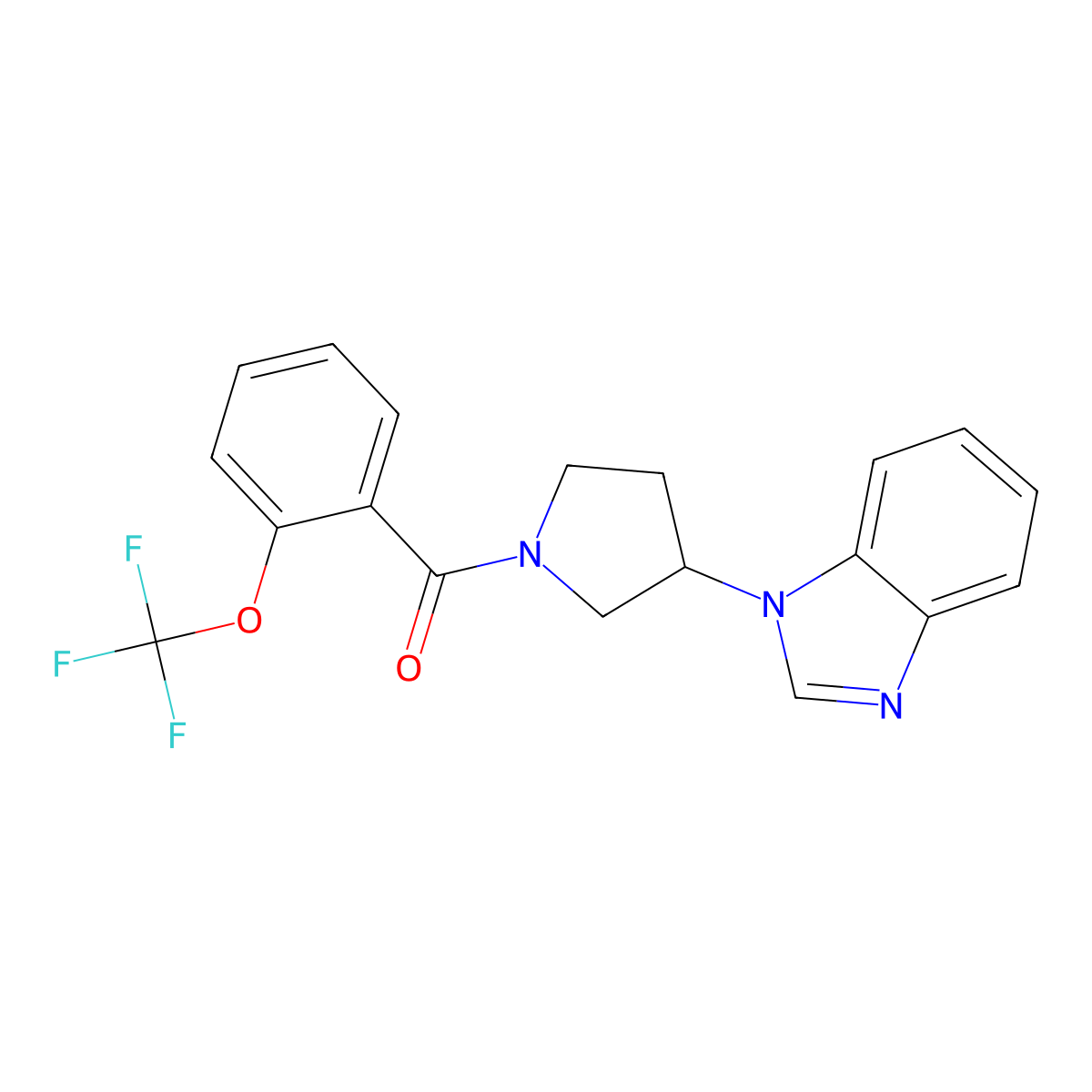 (3-(1H-benzo[d]imidazol-1-yl)pyrrolidin-1-yl)(2-(trifluoromethoxy)phenyl)methanone molecular structure, CAS 2034421-13-9