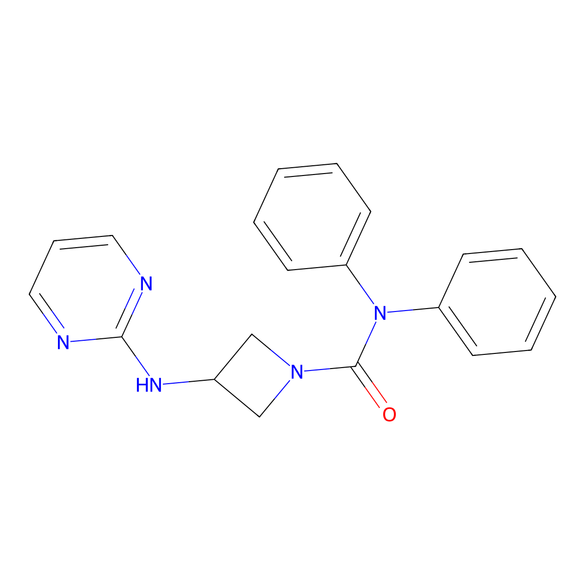 N,N-diphenyl-3-(pyrimidin-2-ylamino)azetidine-1-carboxamide molecular structure, CAS 2034421-15-1