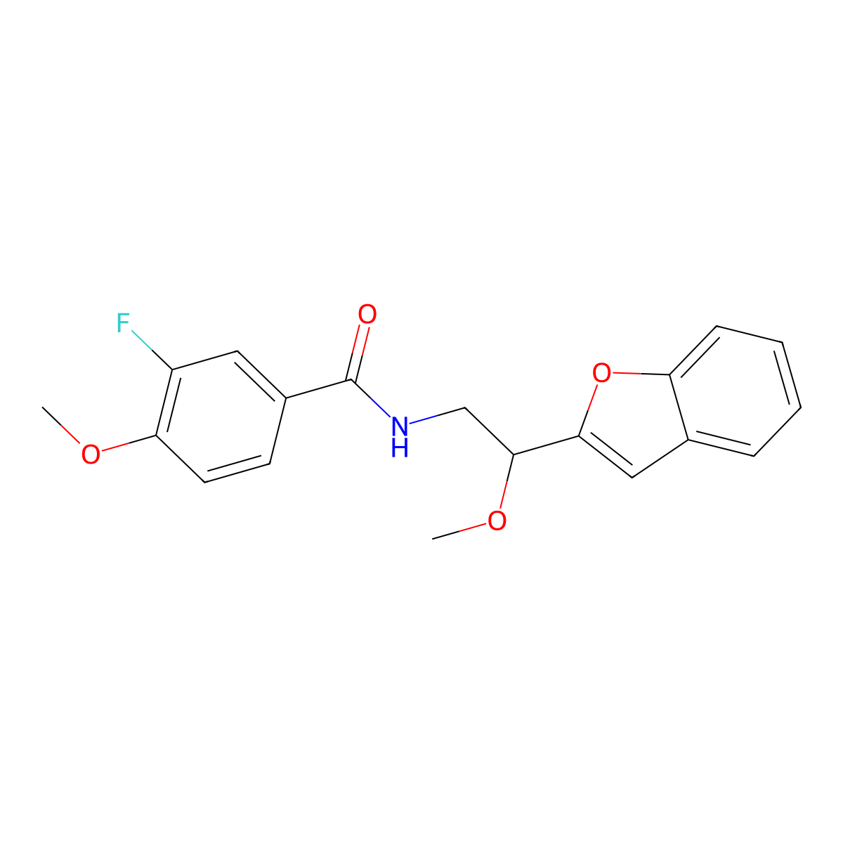N-(2-(benzofuran-2-yl)-2-methoxyethyl)-3-fluoro-4-methoxybenzamide molecular structure, CAS 2034421-17-3