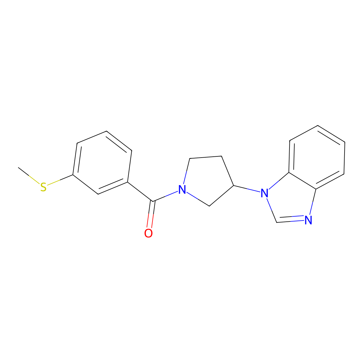 (3-(1H-benzo[d]imidazol-1-yl)pyrrolidin-1-yl)(3-(methylthio)phenyl)methanone molecular structure, CAS 2034421-20-8