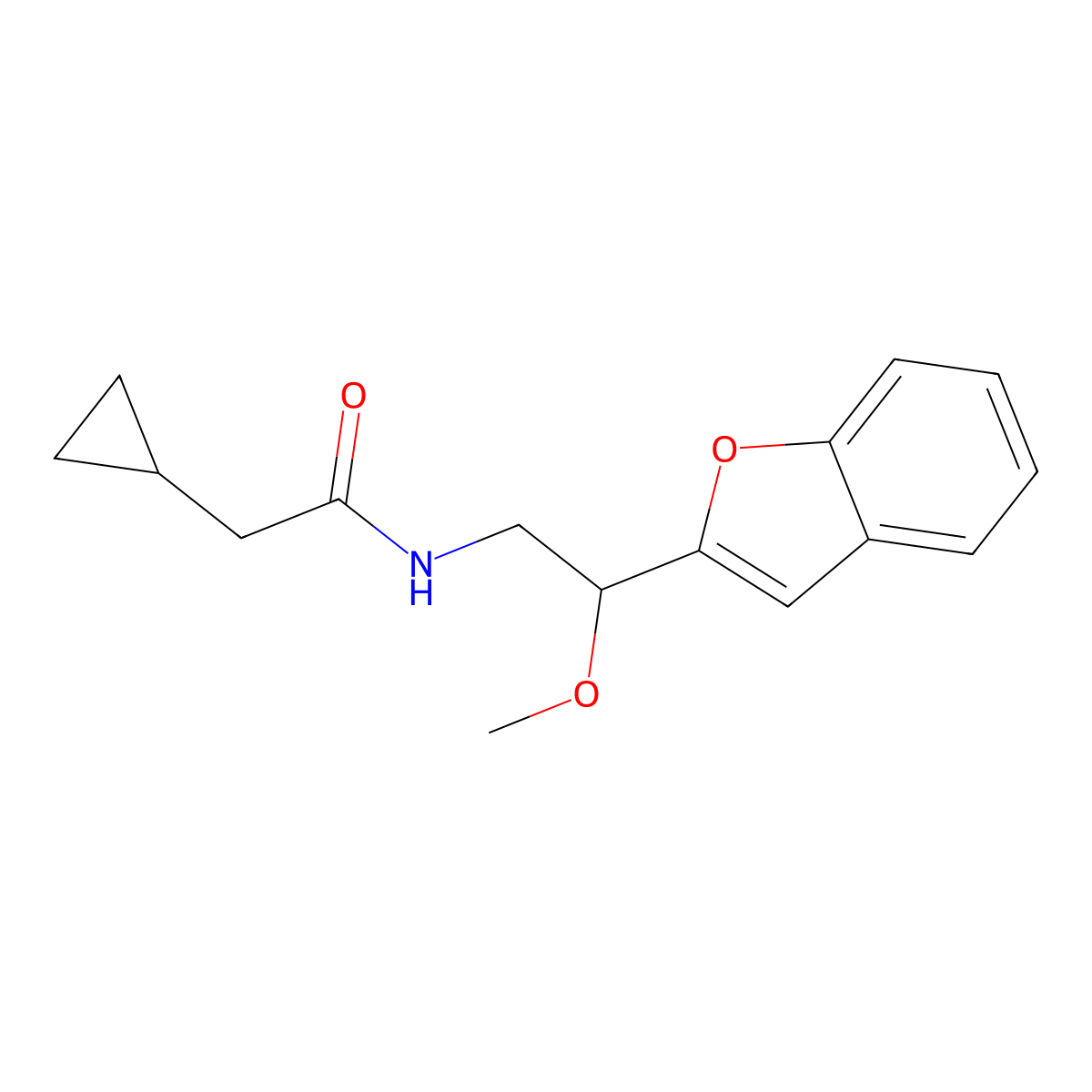 N-(2-(benzofuran-2-yl)-2-methoxyethyl)-2-cyclopropylacetamide molecular structure, CAS 2034421-24-2