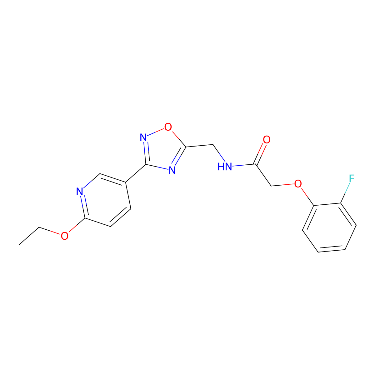N-((3-(6-ethoxypyridin-3-yl)-1,2,4-oxadiazol-5-yl)methyl)-2-(2-fluorophenoxy)acetamide molecular structure, CAS 2034421-26-4