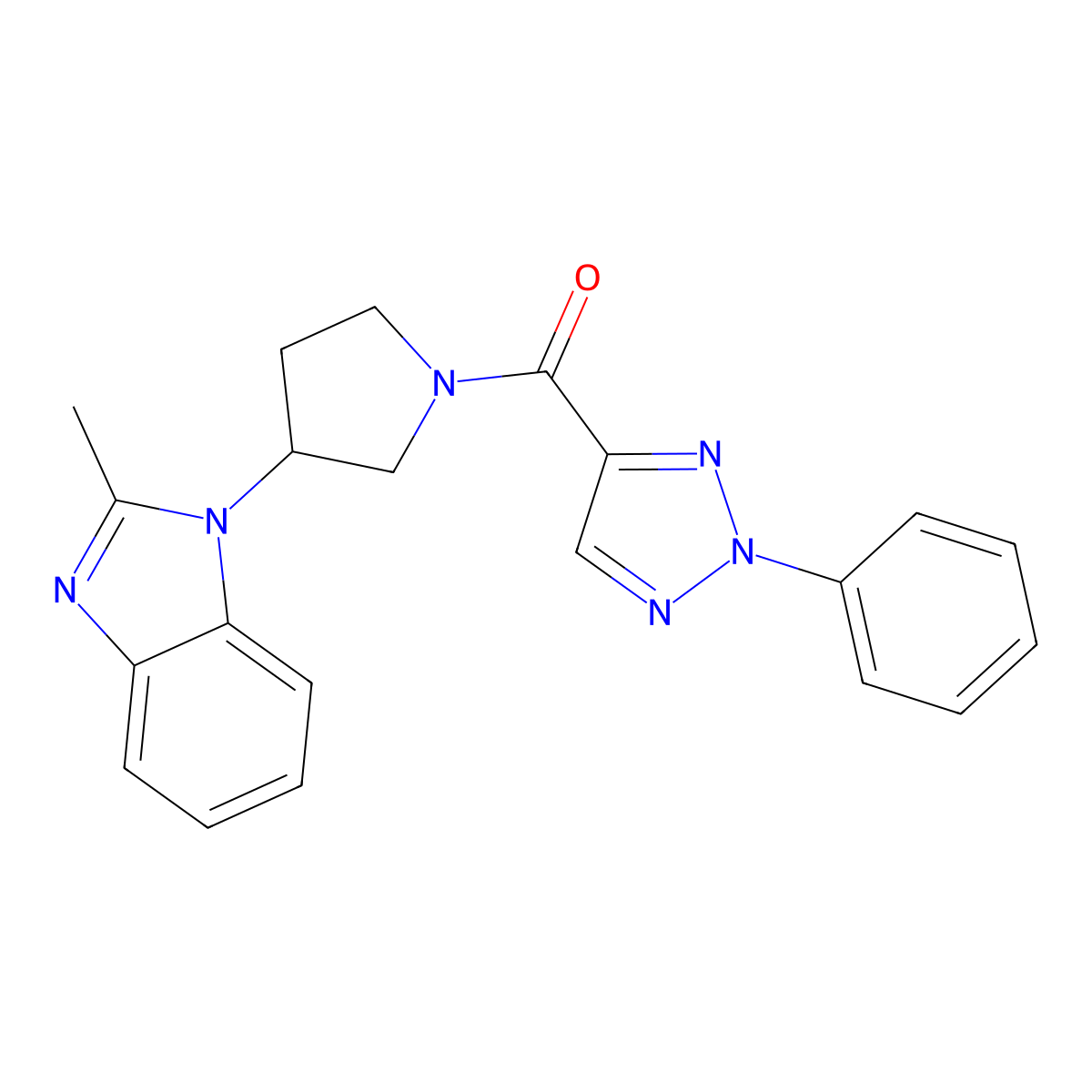 (3-(2-methyl-1H-benzo[d]imidazol-1-yl)pyrrolidin-1-yl)(2-phenyl-2H-1,2,3-triazol-4-yl)methanone molecular structure, CAS 2034421-33-3