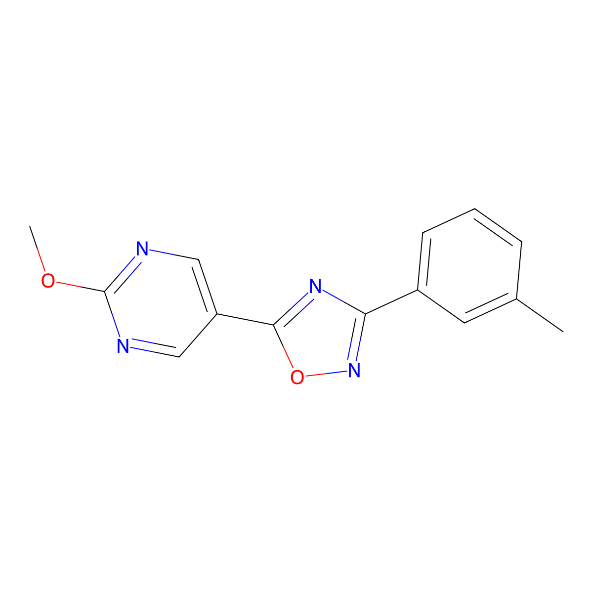 5-(2-Methoxypyrimidin-5-yl)-3-(m-tolyl)-1,2,4-oxadiazole molecular structure, CAS 2034421-35-5