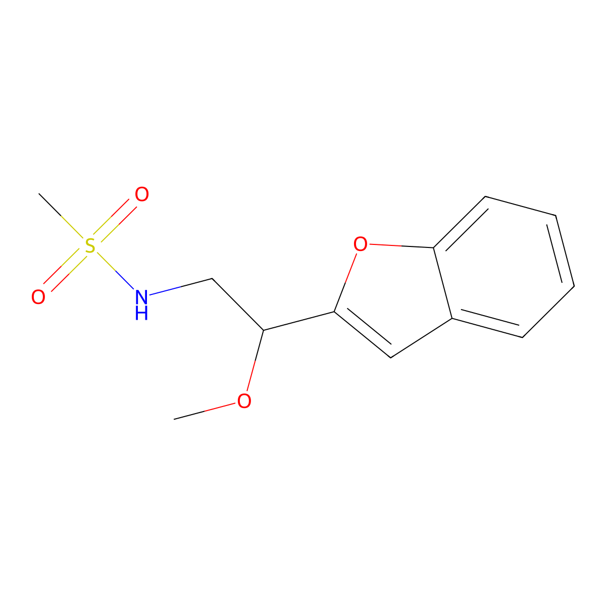 N-(2-(benzofuran-2-yl)-2-methoxyethyl)methanesulfonamide molecular structure, CAS 2034421-37-7