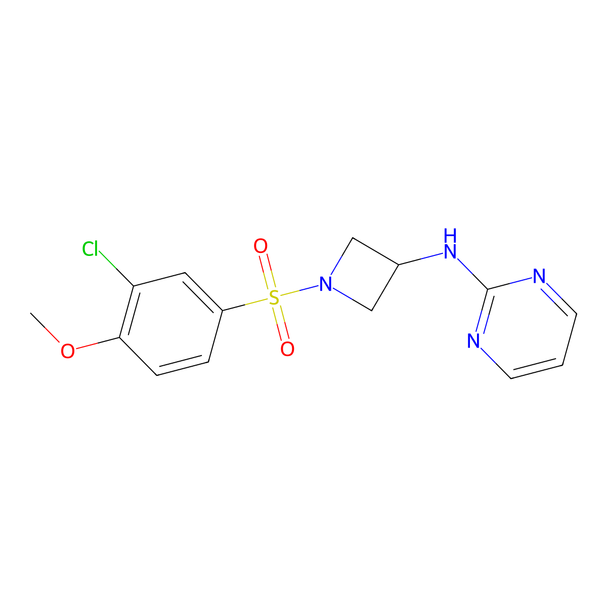 N-(1-((3-chloro-4-methoxyphenyl)sulfonyl)azetidin-3-yl)pyrimidin-2-amine molecular structure, CAS 2034421-40-2