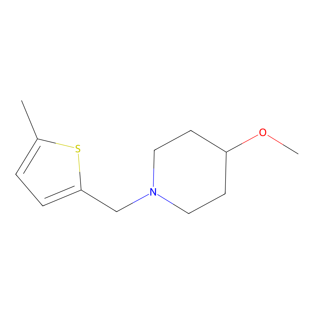 4-Methoxy-1-[(5-methylthiophen-2-yl)methyl]piperidine molecular structure, CAS 2034421-43-5