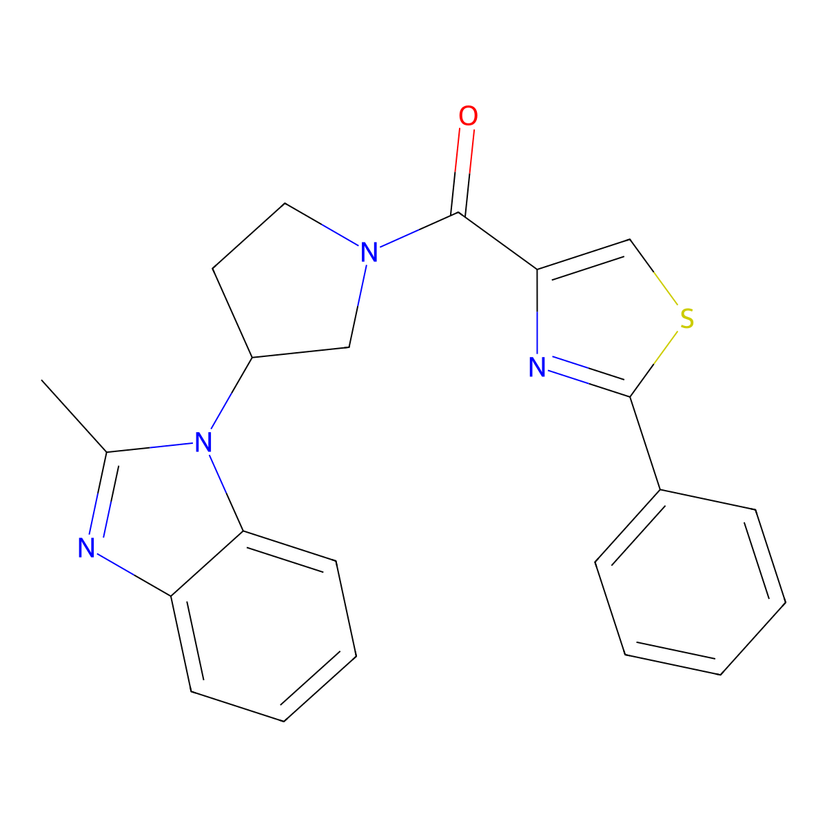 (3-(2-methyl-1H-benzo[d]imidazol-1-yl)pyrrolidin-1-yl)(2-phenylthiazol-4-yl)methanone molecular structure, CAS 2034421-45-7