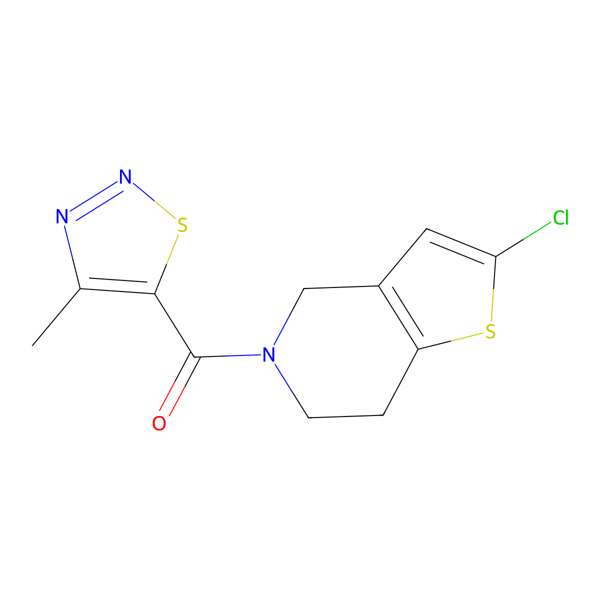(2-chloro-6,7-dihydrothieno[3,2-c]pyridin-5(4H)-yl)(4-methyl-1,2,3-thiadiazol-5-yl)methanone molecular structure, CAS 2034421-52-6
