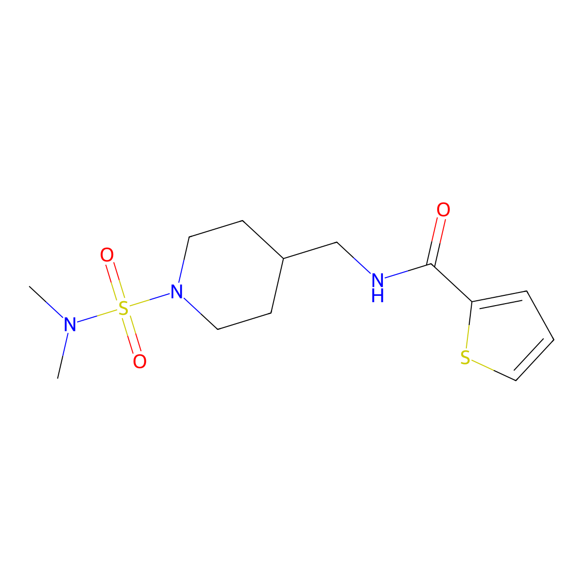 N-{[1-(dimethylsulfamoyl)piperidin-4-yl]methyl}thiophene-2-carboxamide molecular structure, CAS 2034421-53-7