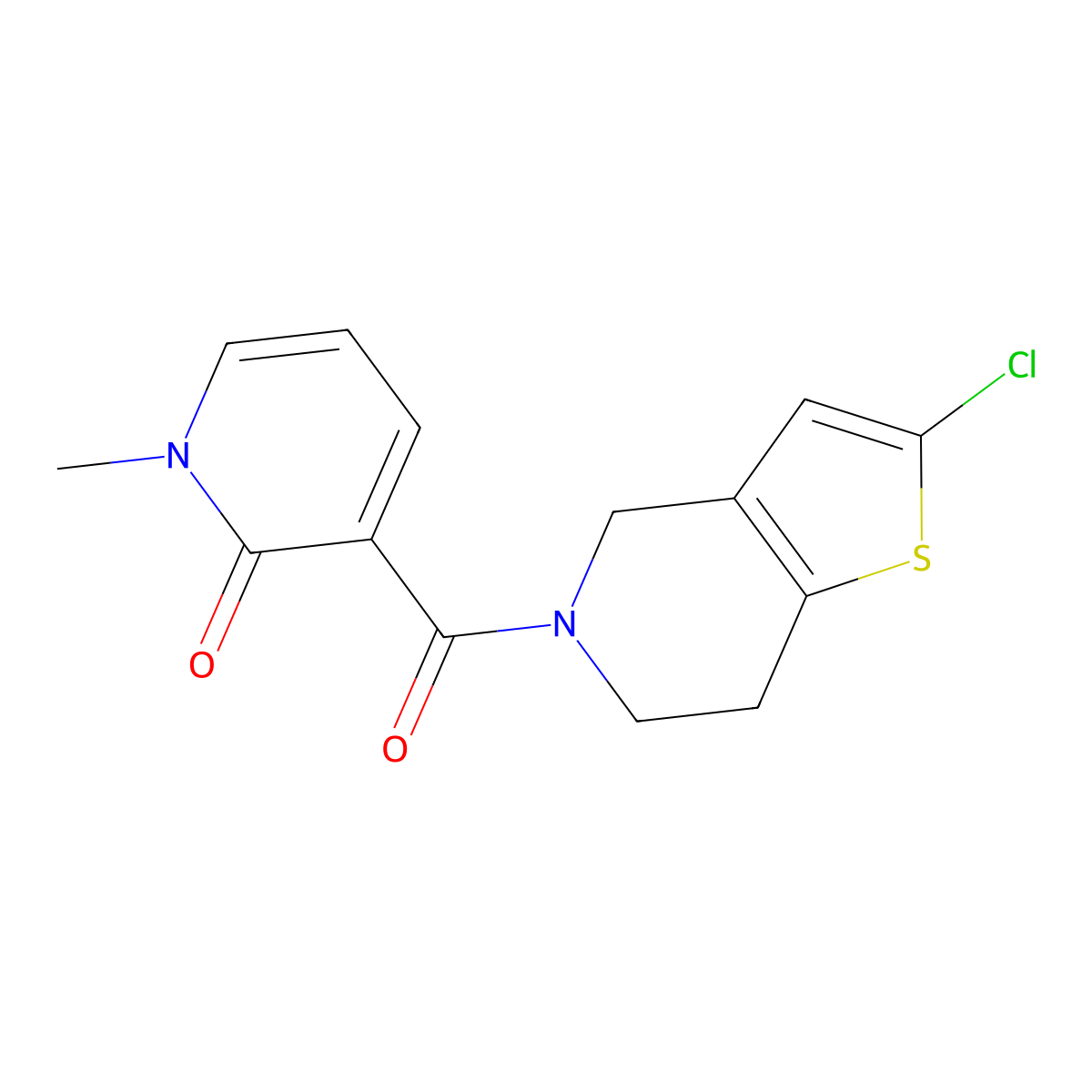3-(2-chloro-4,5,6,7-tetrahydrothieno[3,2-c]pyridine-5-carbonyl)-1-methylpyridin-2(1H)-one molecular structure, CAS 2034421-58-2
