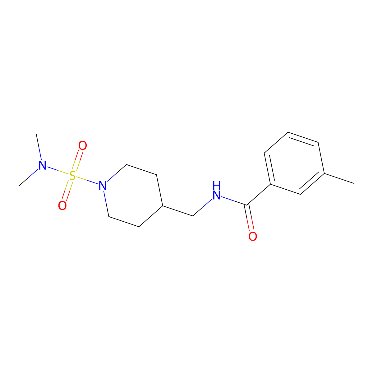 N-((1-(N,N-dimethylsulfamoyl)piperidin-4-yl)methyl)-3-methylbenzamide molecular structure, CAS 2034421-70-8