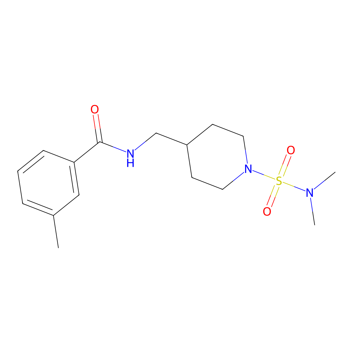 N-((1-(N,N-dimethylsulfamoyl)piperidin-4-yl)methyl)-3-methylbenzamide molecular structure, CAS 2034421-70-8