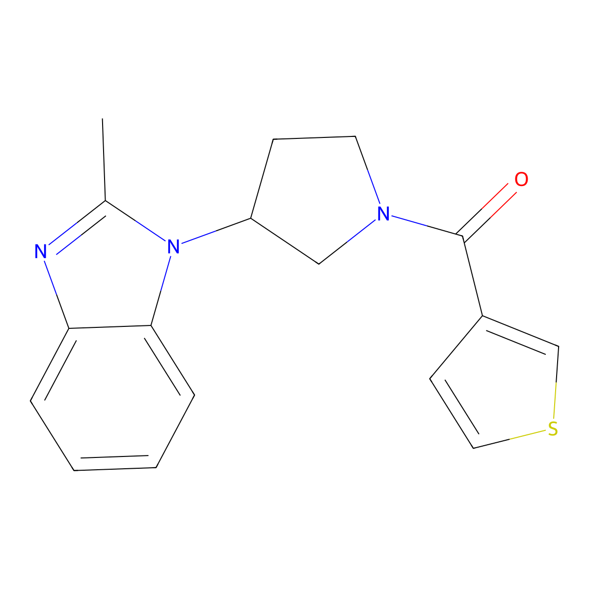 (3-(2-methyl-1H-benzo[d]imidazol-1-yl)pyrrolidin-1-yl)(thiophen-3-yl)methanone molecular structure, CAS 2034421-72-0