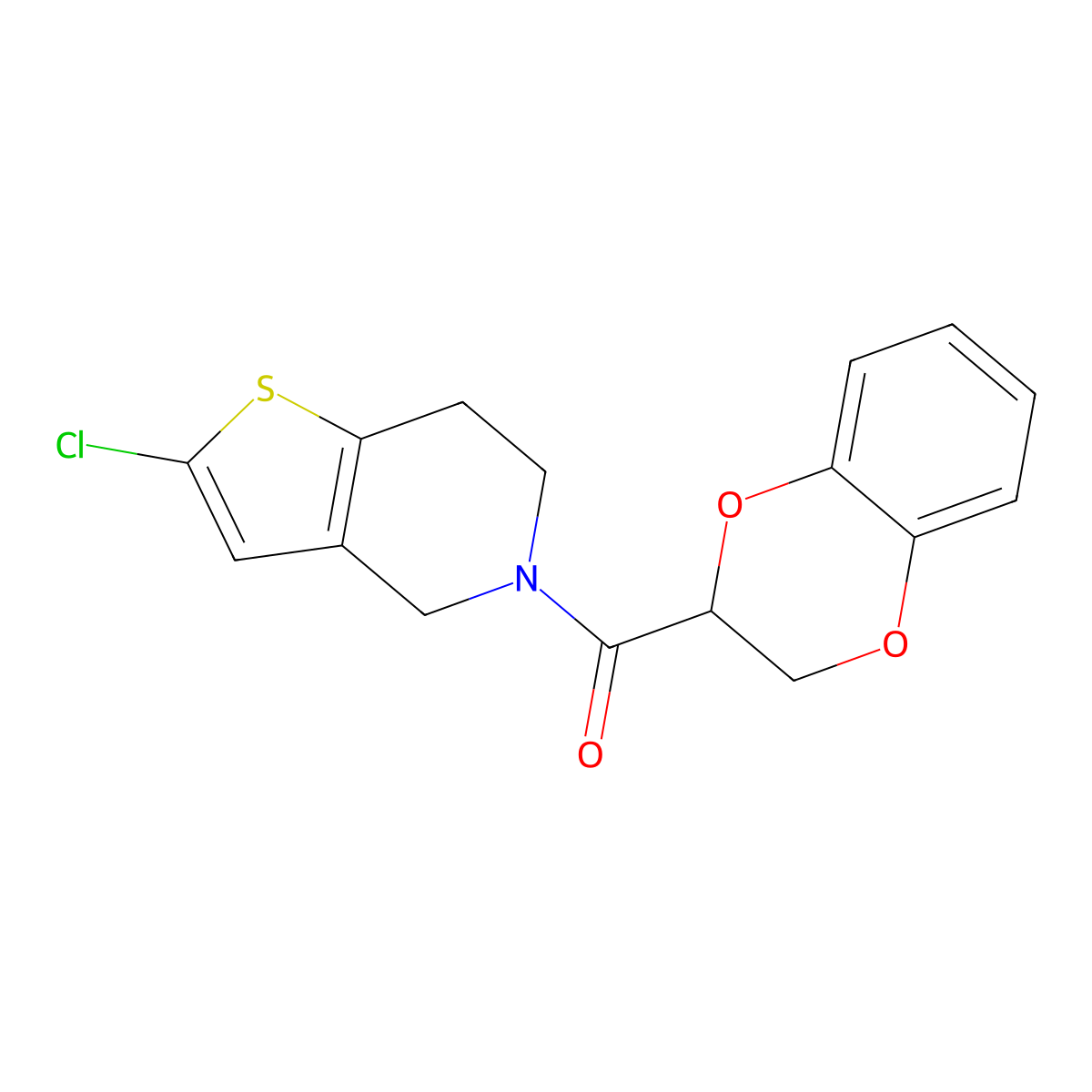 (2-chloro-6,7-dihydrothieno[3,2-c]pyridin-5(4H)-yl)(2,3-dihydrobenzo[b][1,4]dioxin-2-yl)methanone molecular structure, CAS 2034421-73-1