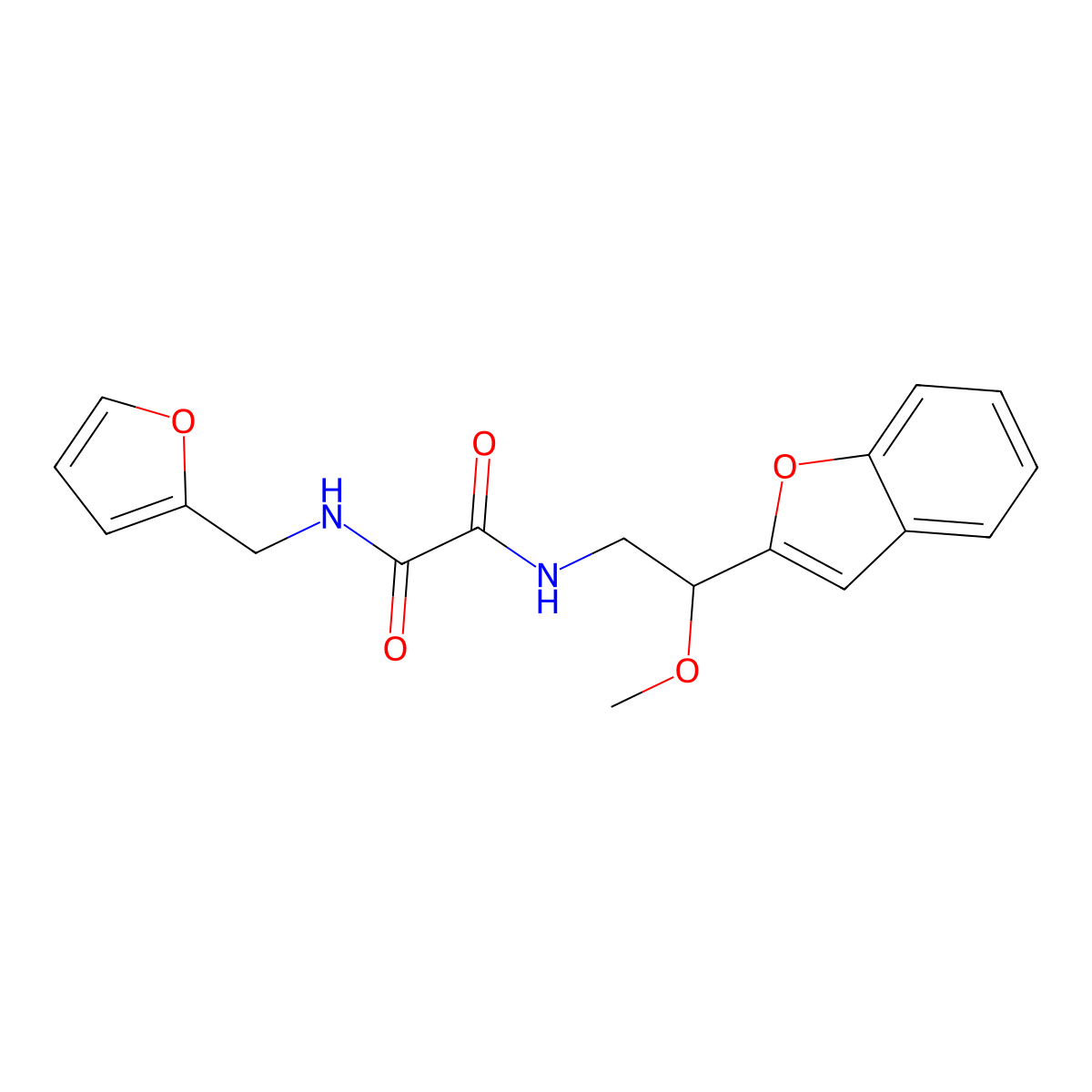 N1-(2-(benzofuran-2-yl)-2-methoxyethyl)-N2-(furan-2-ylmethyl)oxalamide molecular structure, CAS 2034421-74-2