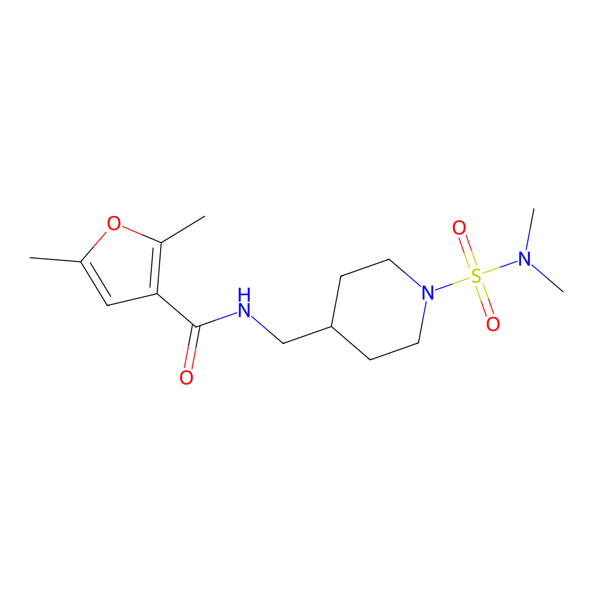 N-((1-(N,N-dimethylsulfamoyl)piperidin-4-yl)methyl)-2,5-dimethylfuran-3-carboxamide molecular structure, CAS 2034421-75-3