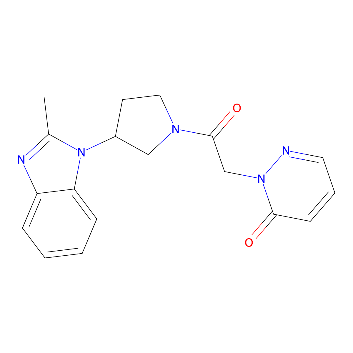 2-(2-(3-(2-methyl-1H-benzo[d]imidazol-1-yl)pyrrolidin-1-yl)-2-oxoethyl)pyridazin-3(2H)-one molecular structure, CAS 2034421-77-5