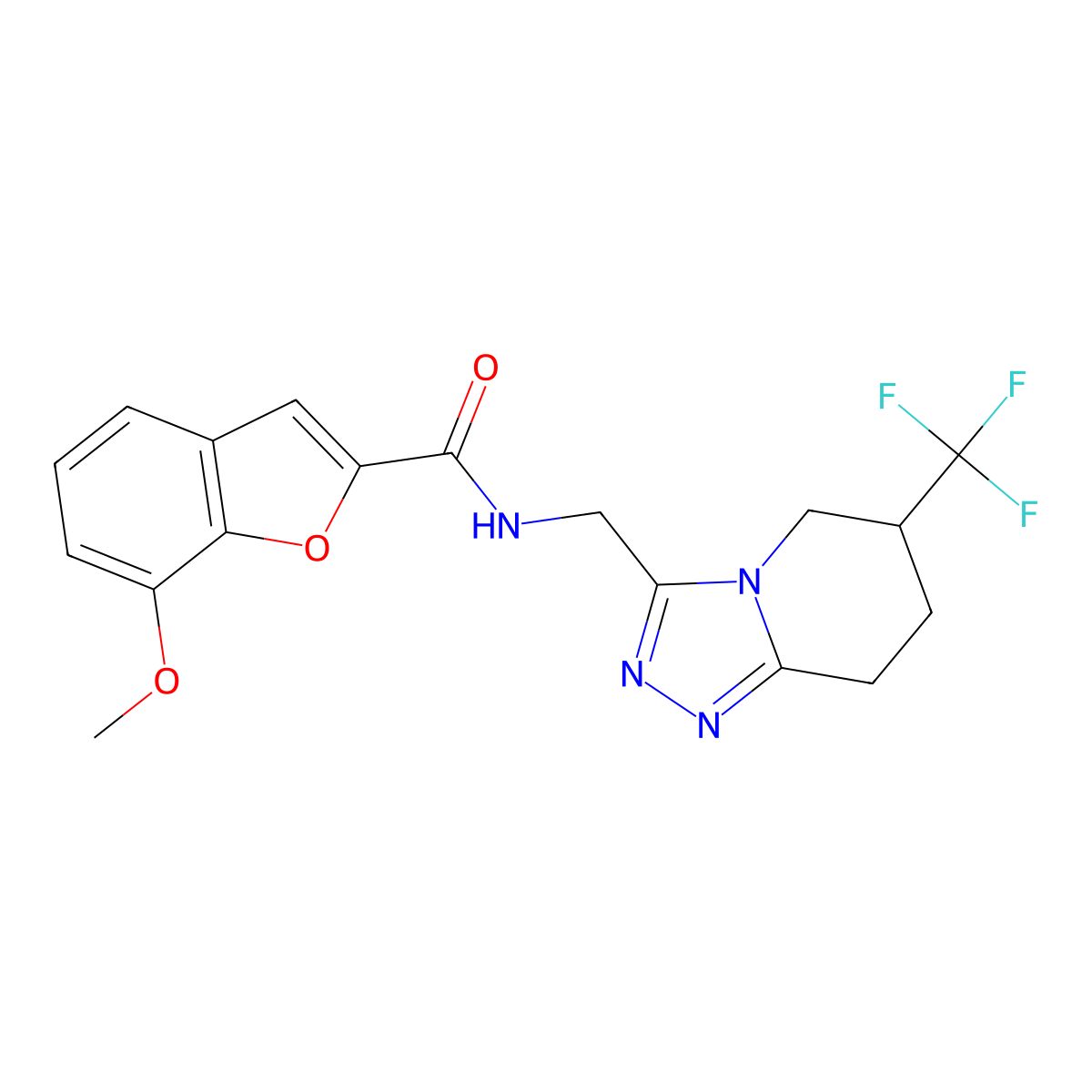 7-methoxy-N-((6-(trifluoromethyl)-5,6,7,8-tetrahydro-[1,2,4]triazolo[4,3-a]pyridin-3-yl)methyl)benzofuran-2-carboxamide molecular structure, CAS 2034421-85-5