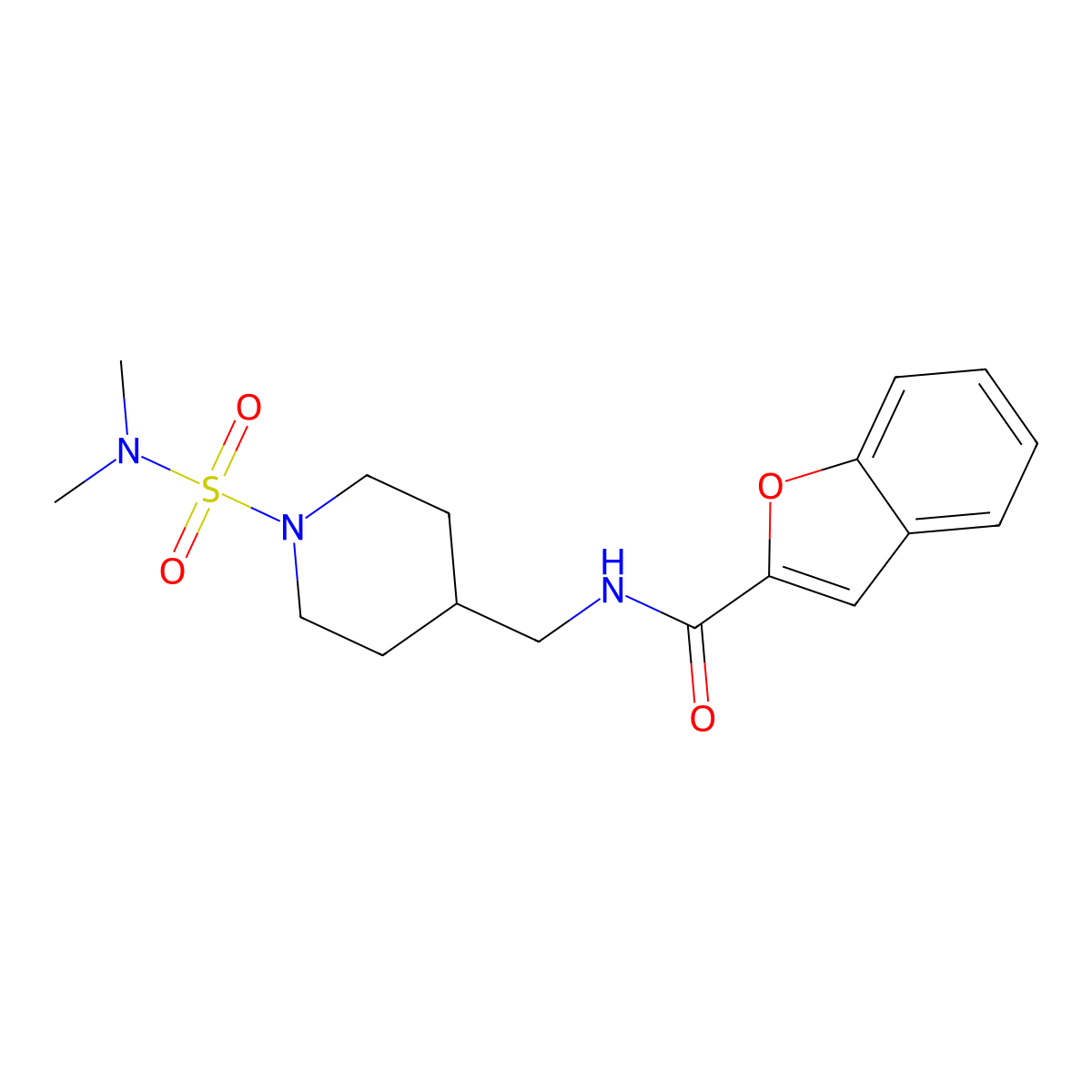 N-((1-(N,N-dimethylsulfamoyl)piperidin-4-yl)methyl)benzofuran-2-carboxamide molecular structure, CAS 2034421-86-6