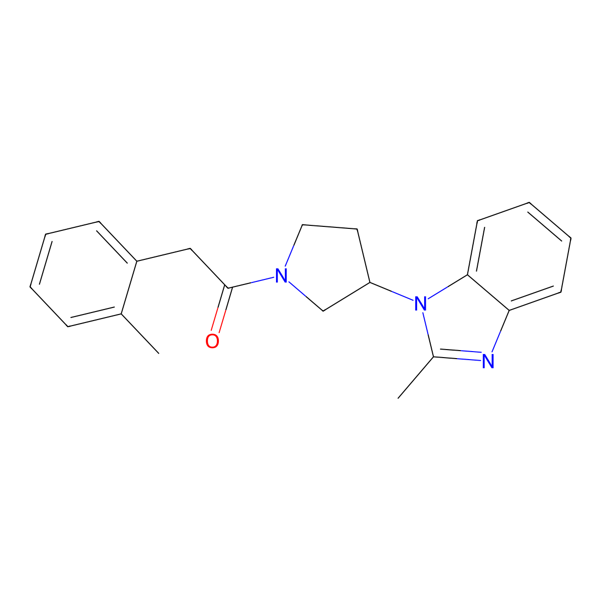 1-(3-(2-methyl-1H-benzo[d]imidazol-1-yl)pyrrolidin-1-yl)-2-(o-tolyl)ethanone molecular structure, CAS 2034421-87-7