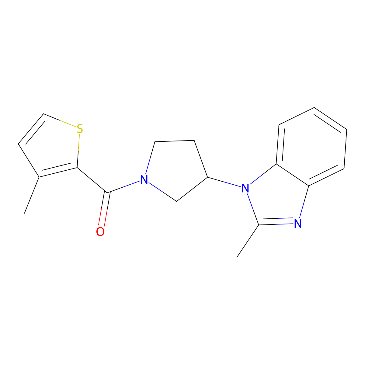 (3-(2-methyl-1H-benzo[d]imidazol-1-yl)pyrrolidin-1-yl)(3-methylthiophen-2-yl)methanone molecular structure, CAS 2034421-92-4