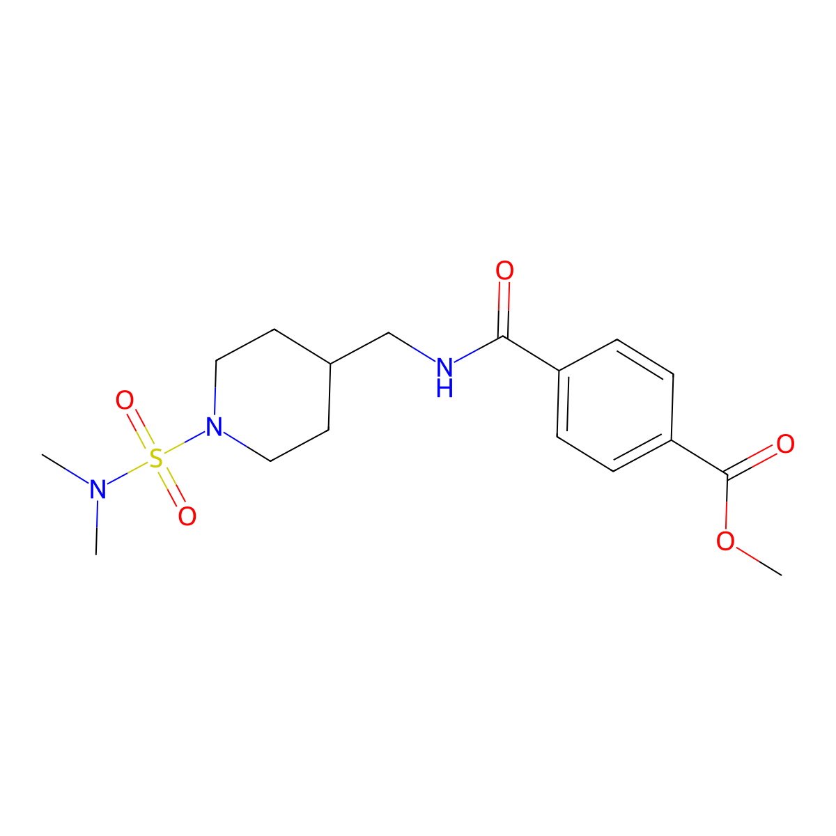 methyl 4-(((1-(N,N-dimethylsulfamoyl)piperidin-4-yl)methyl)carbamoyl)benzoate molecular structure, CAS 2034421-94-6