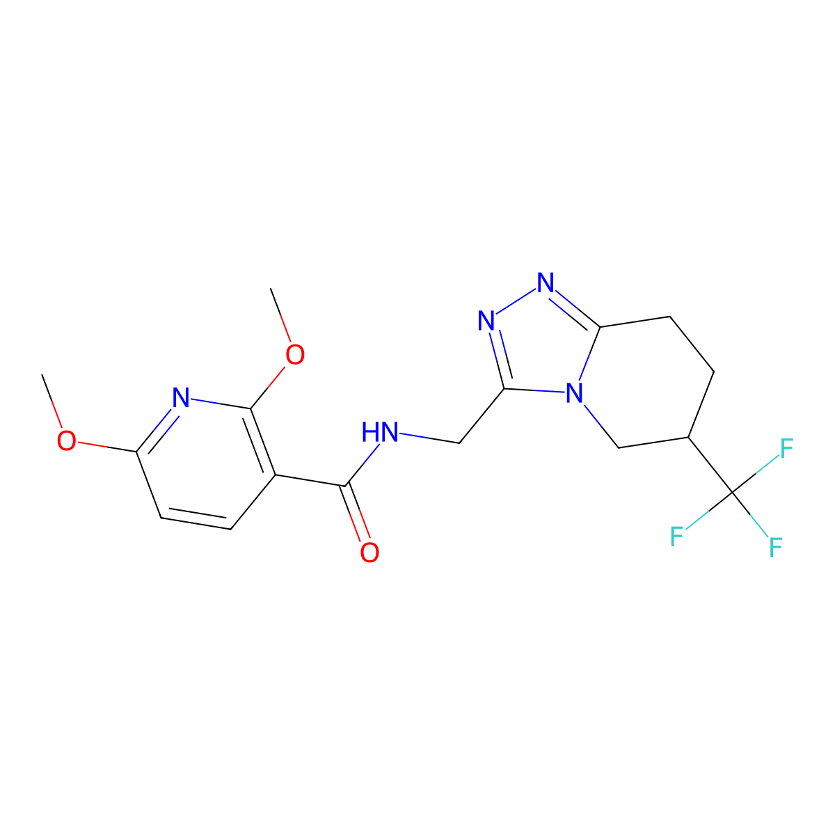 2,6-dimethoxy-N-((6-(trifluoromethyl)-5,6,7,8-tetrahydro-[1,2,4]triazolo[4,3-a]pyridin-3-yl)methyl)nicotinamide molecular structure, CAS 2034421-98-0