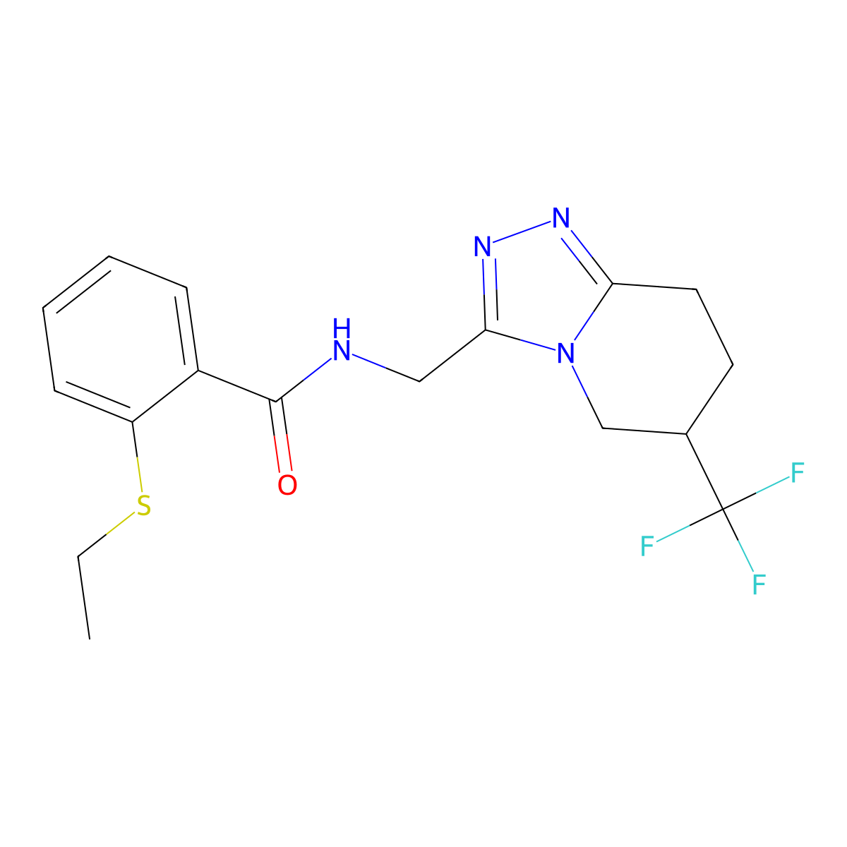 2-(ethylthio)-N-((6-(trifluoromethyl)-5,6,7,8-tetrahydro-[1,2,4]triazolo[4,3-a]pyridin-3-yl)methyl)benzamide molecular structure, CAS 2034422-02-9