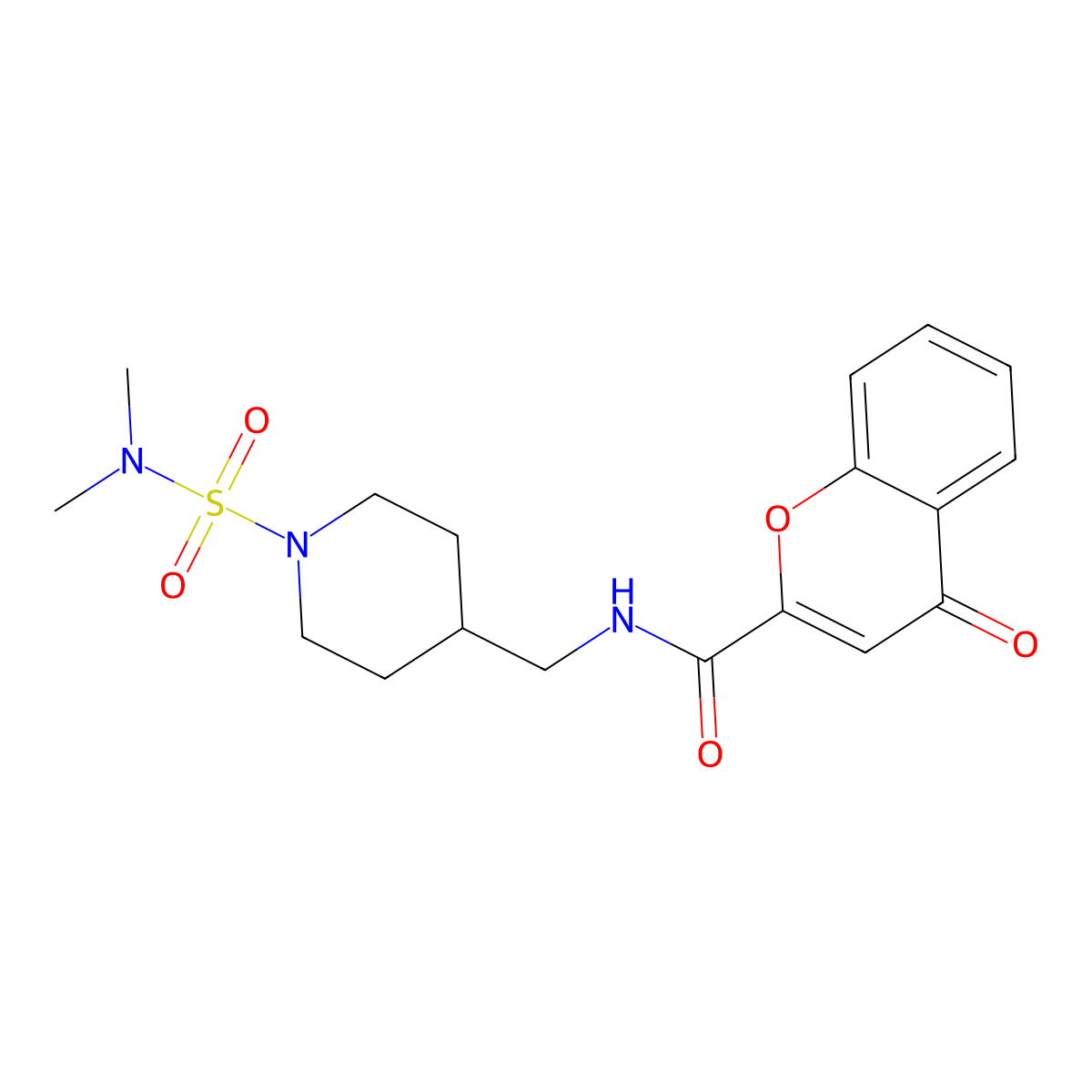 N-((1-(N,N-dimethylsulfamoyl)piperidin-4-yl)methyl)-4-oxo-4H-chromene-2-carboxamide molecular structure, CAS 2034422-05-2