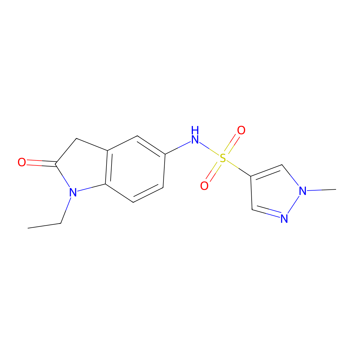 N-(1-ethyl-2-oxoindolin-5-yl)-1-methyl-1H-pyrazole-4-sulfonamide molecular structure, CAS 2034422-06-3