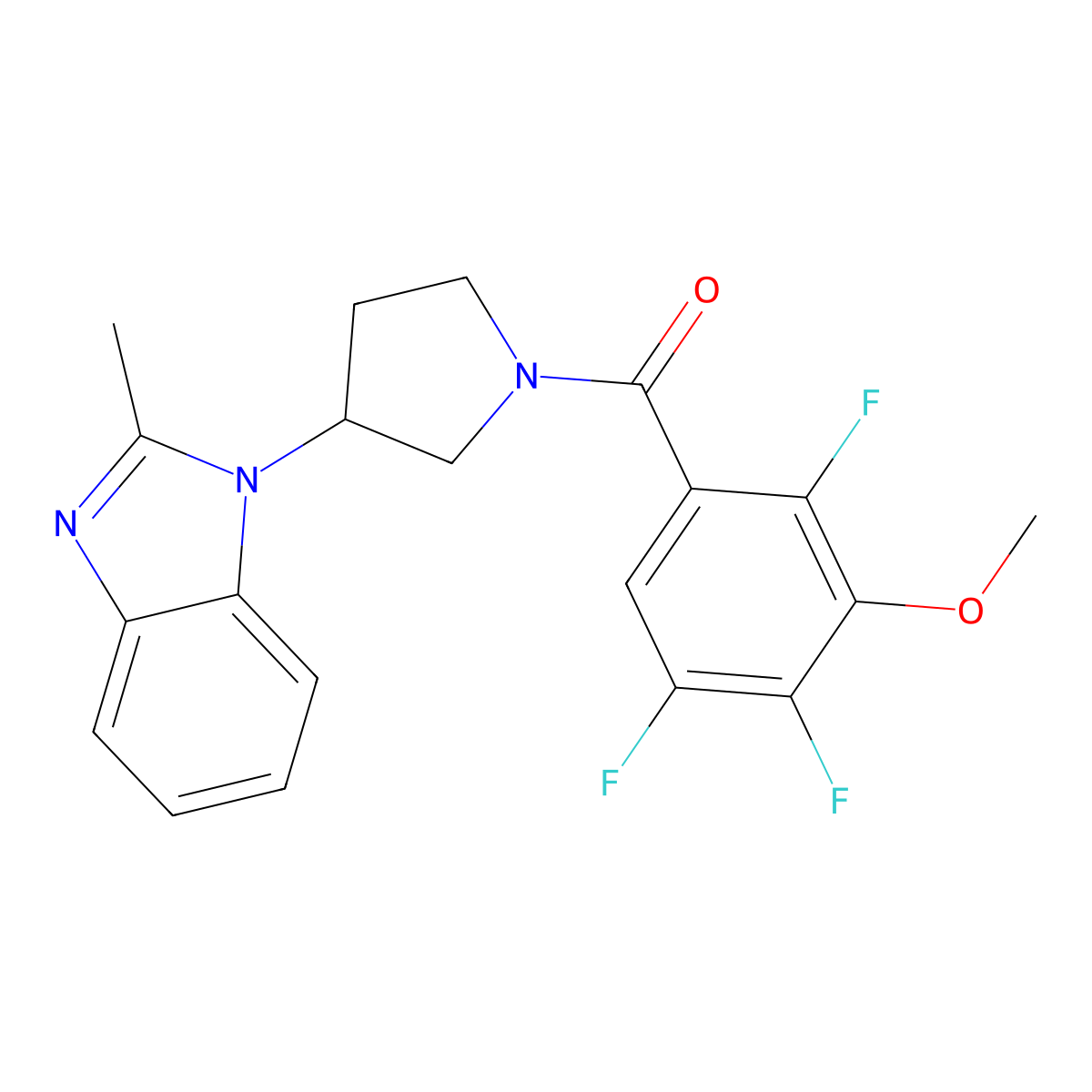 (3-(2-methyl-1H-benzo[d]imidazol-1-yl)pyrrolidin-1-yl)(2,4,5-trifluoro-3-methoxyphenyl)methanone molecular structure, CAS 2034422-07-4