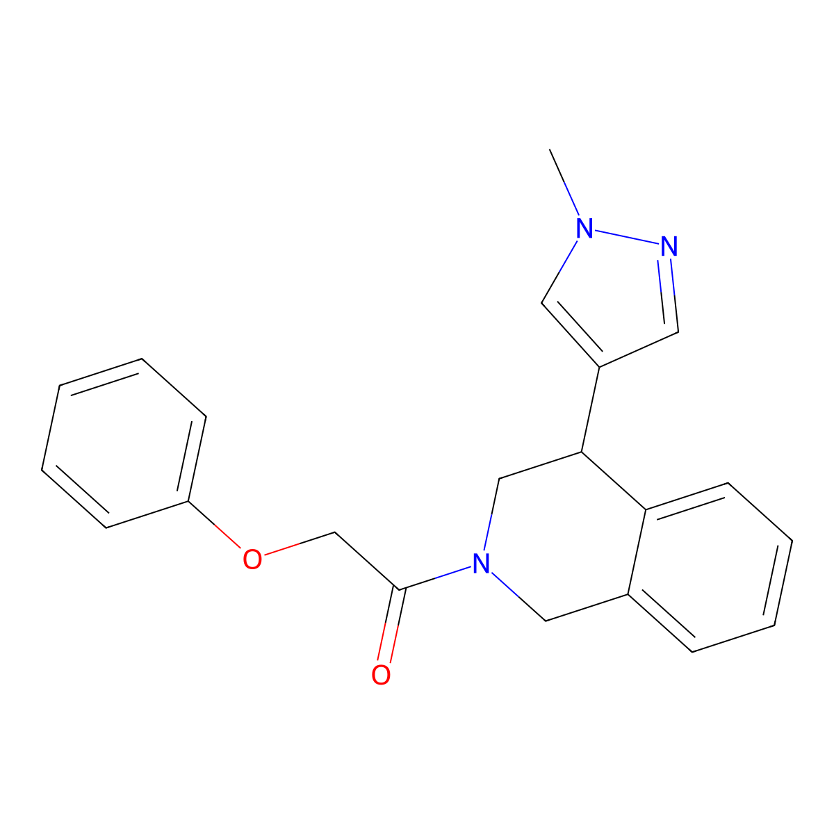 1-(4-(1-methyl-1H-pyrazol-4-yl)-3,4-dihydroisoquinolin-2(1H)-yl)-2-phenoxyethanone molecular structure, CAS 2034422-22-3