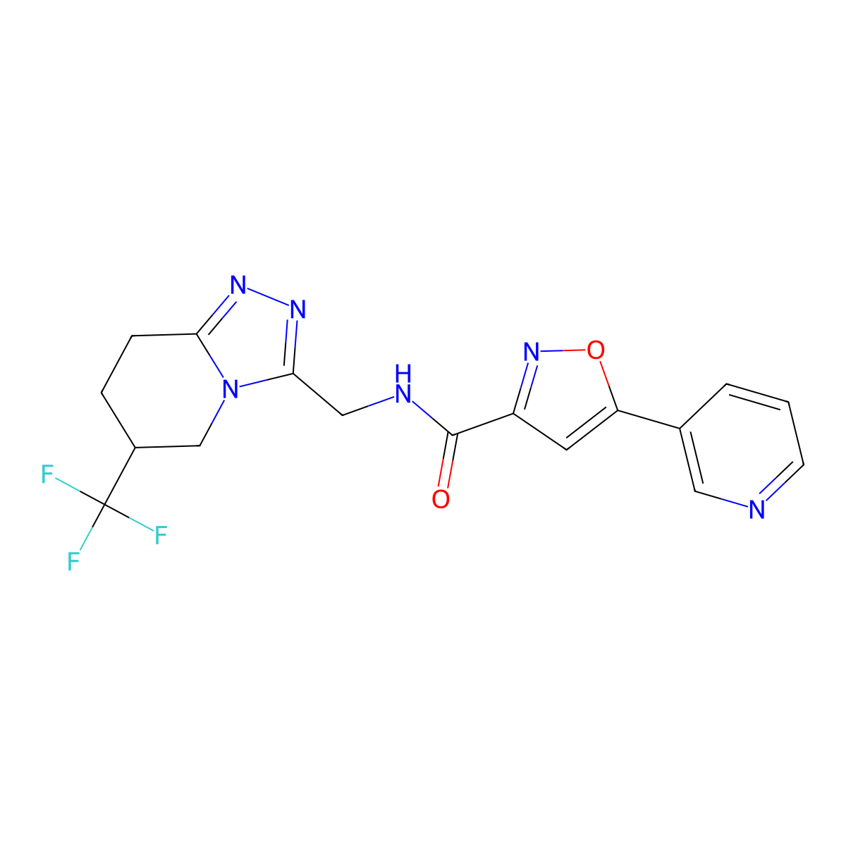 5-(pyridin-3-yl)-N-((6-(trifluoromethyl)-5,6,7,8-tetrahydro-[1,2,4]triazolo[4,3-a]pyridin-3-yl)methyl)isoxazole-3-carboxamide molecular structure, CAS 2034422-25-6