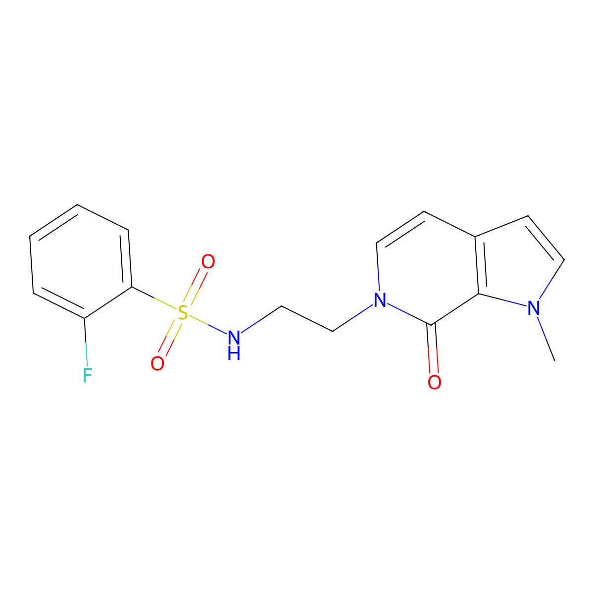 2-fluoro-N-(2-(1-methyl-7-oxo-1H-pyrrolo[2,3-c]pyridin-6(7H)-yl)ethyl)benzenesulfonamide molecular structure, CAS 2034422-30-3